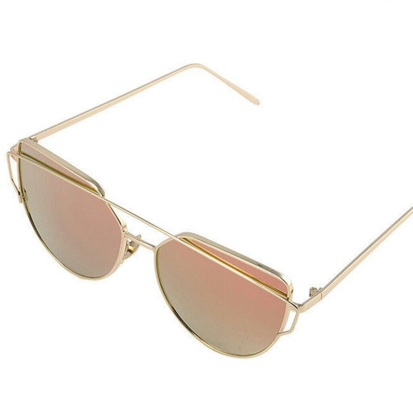 Pink Mirrored Metal Frame Cat Eye Sunglasses - Picture 5 of 6