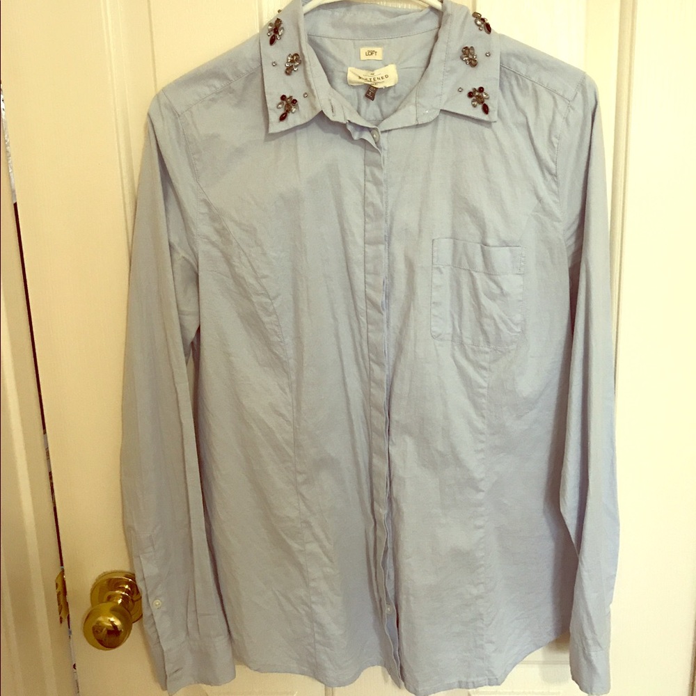 Loft softened jeweled button up