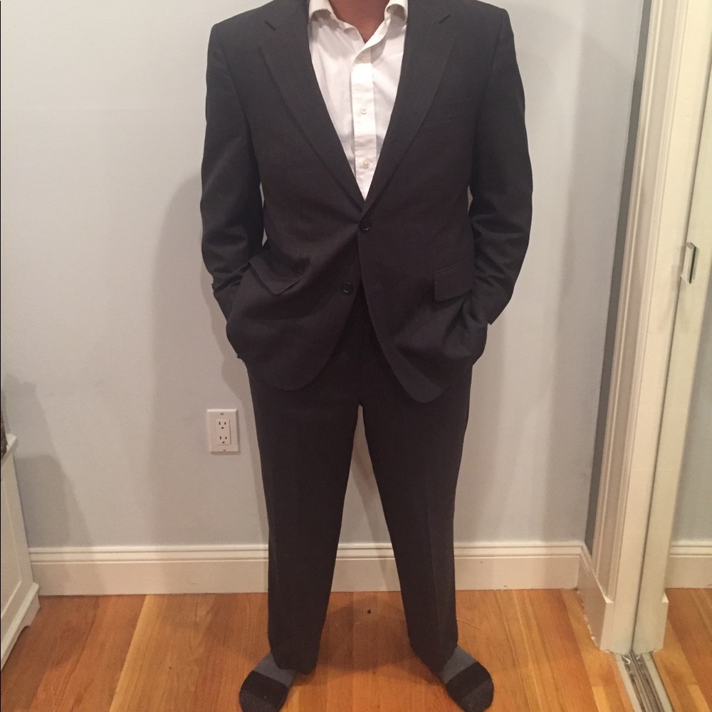 Jos. A. Bank Men's charcoal pin stripe suit.