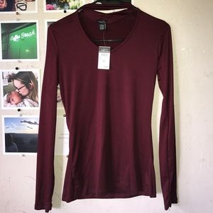 Maroon Choker Neck Long Sleeve Shirt