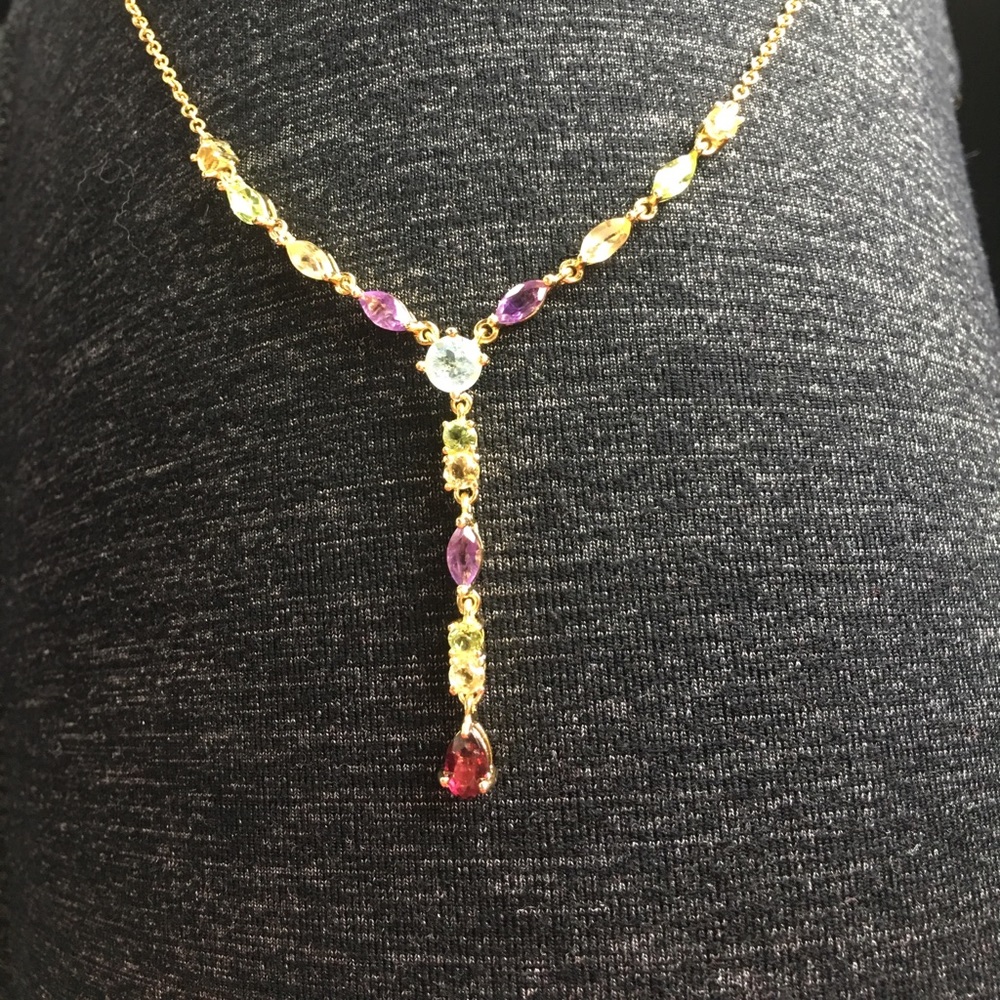18K Yellow Gold over Sterling Silver w Gemstones