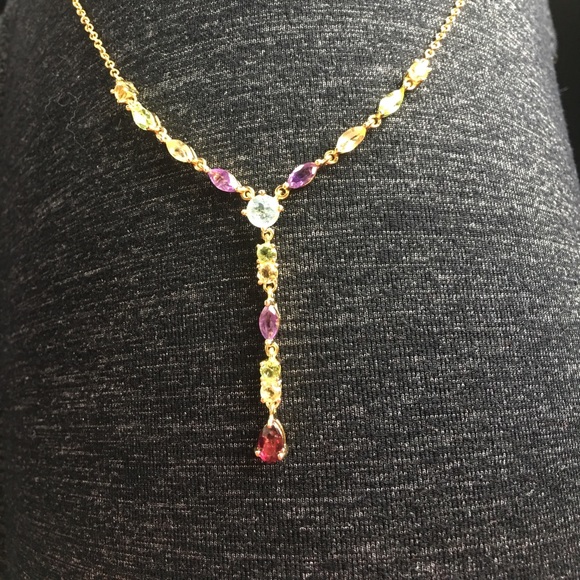 18K Yellow Gold over Sterling Silver w Gemstones - Picture 1 of 2
