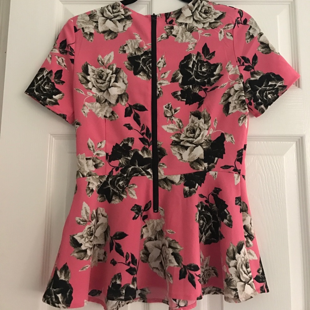 Divided by H&M Pink Floral Peplum Top_2