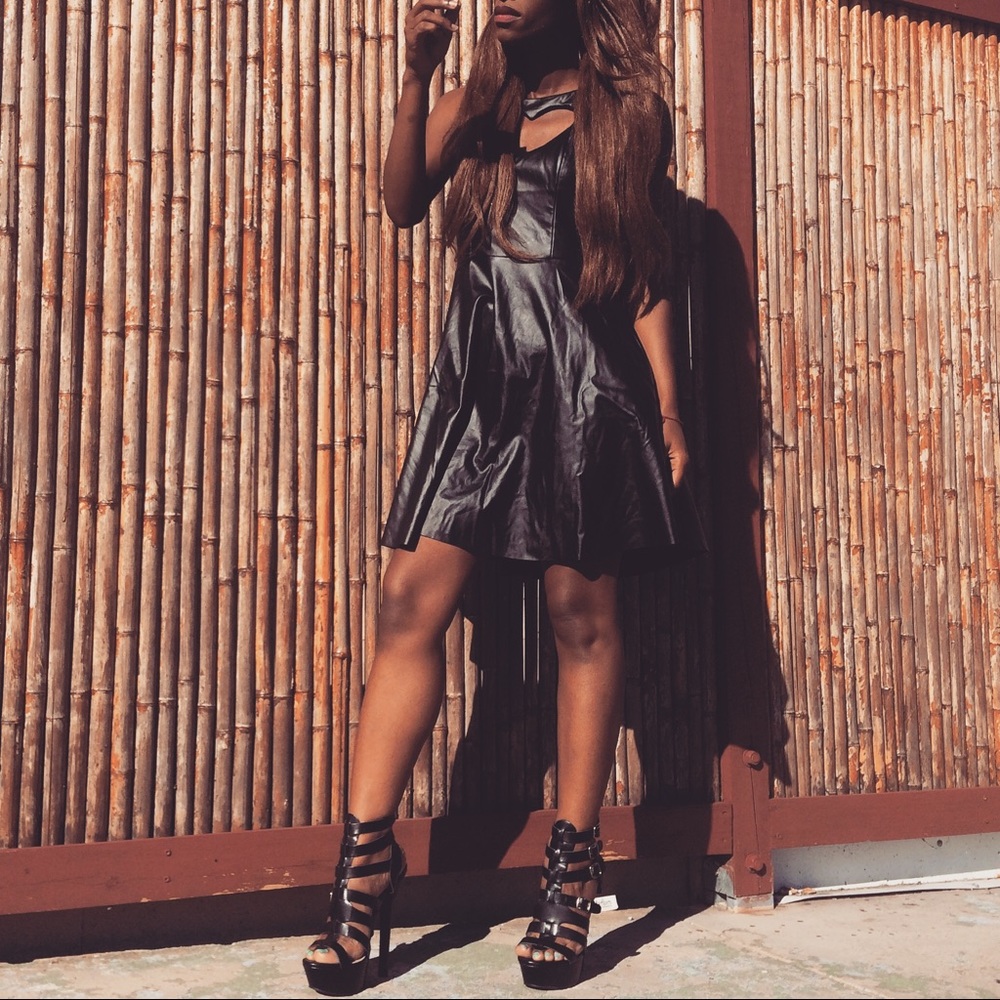 Black Vegan Leather Dress