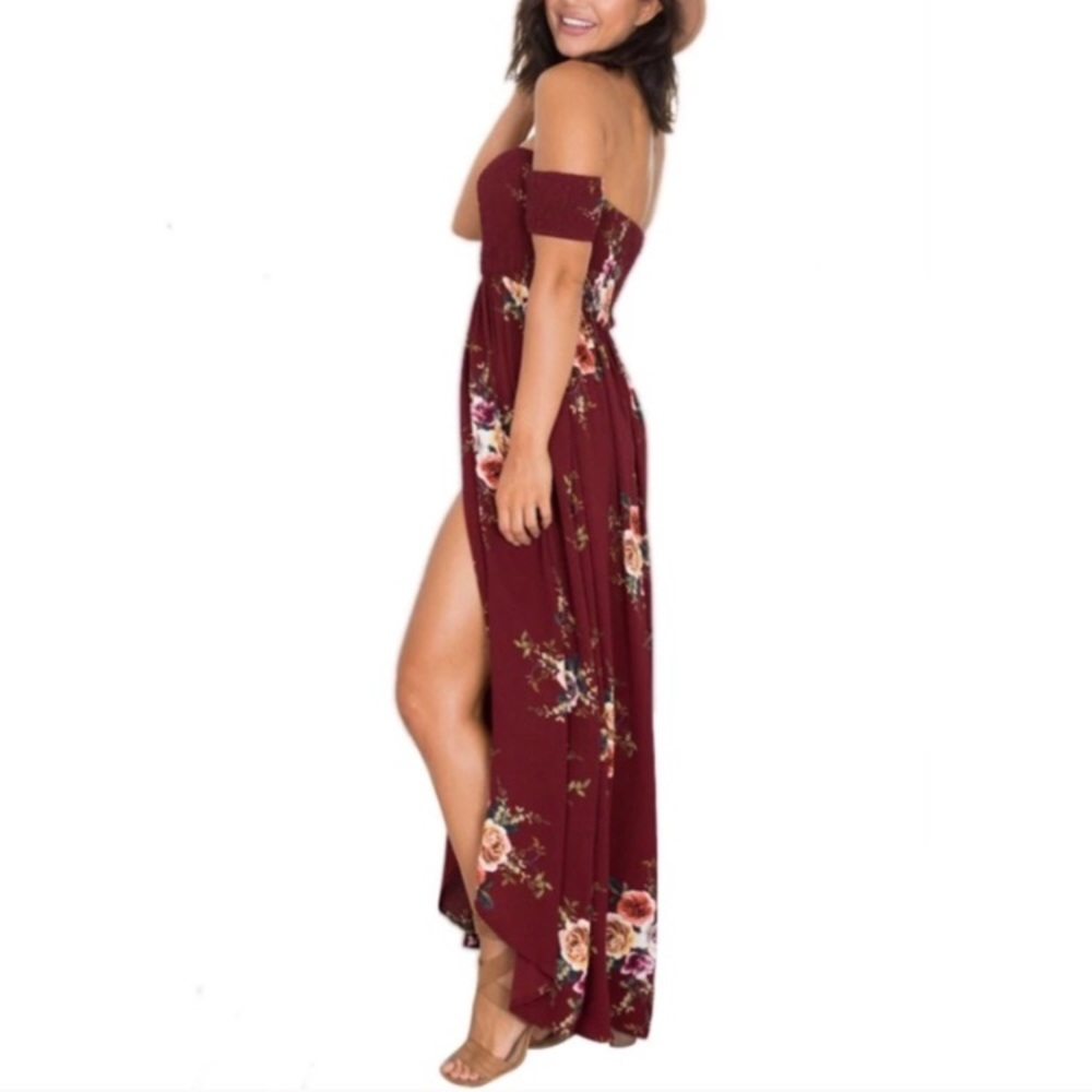 ❗️New! "Melody" Floral Burgundy Maxi Dress 🌸 - Picture 3 of 8