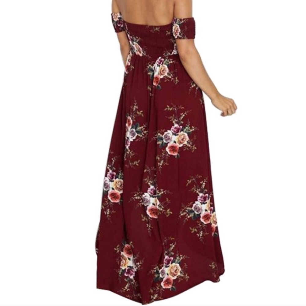 ❗️New! "Melody" Floral Burgundy Maxi Dress 🌸 - Picture 4 of 8