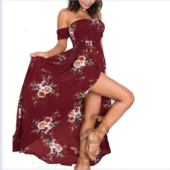 ❗️New! "Melody" Floral Burgundy Maxi Dress 🌸 - Picture 2 of 8