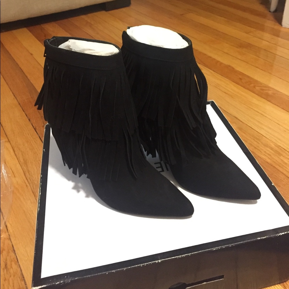 Nine West fringe pump booties