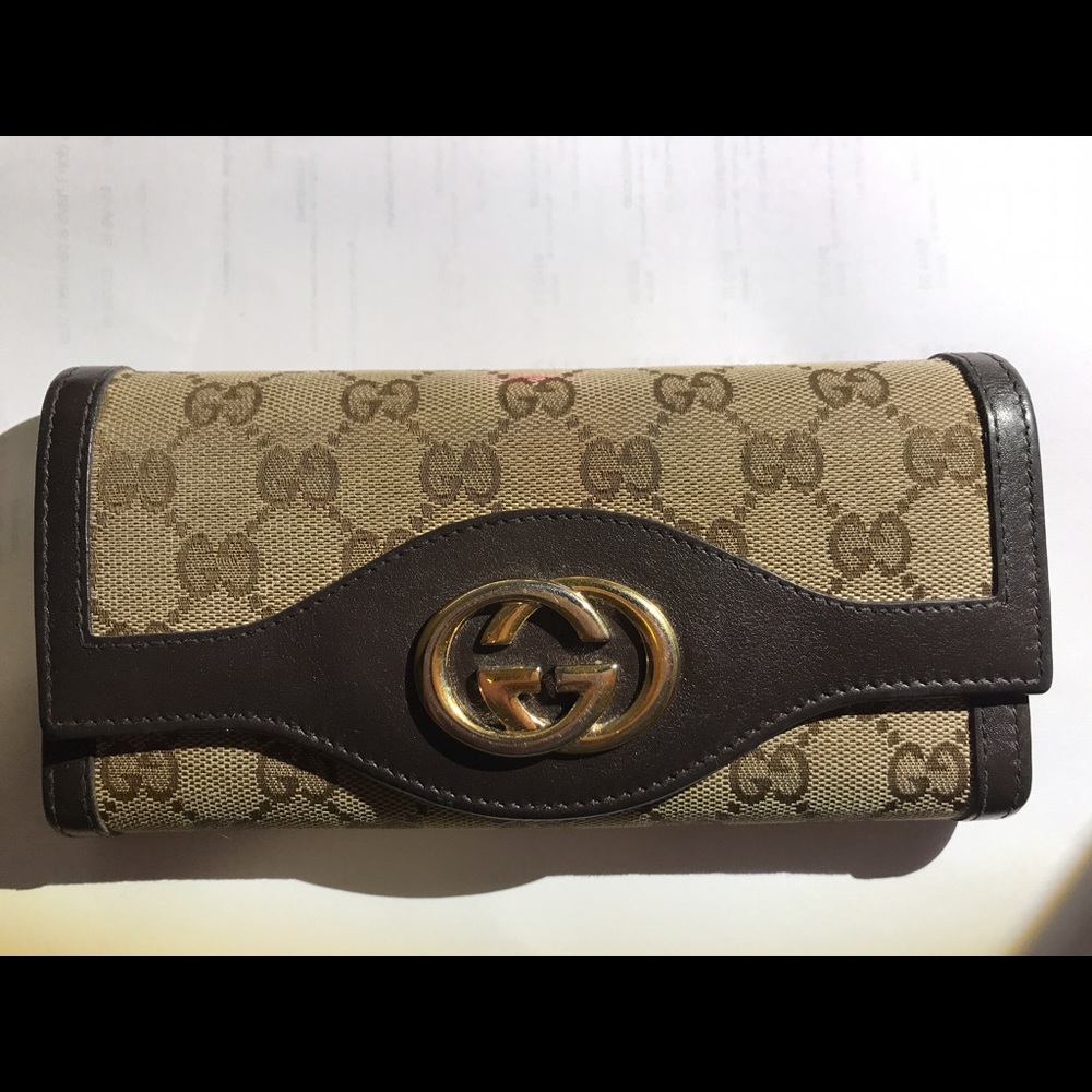 Gucci Canvas Original Monogram Leather Wallet