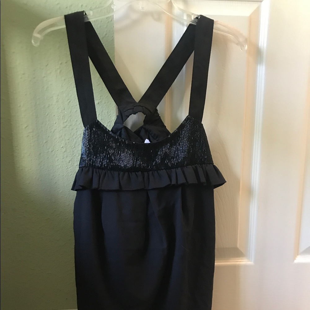 NWT Vera Wang Black Beaded Dressy Top Size 4