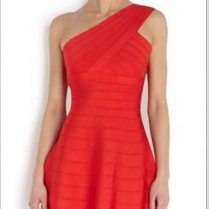 Herve Leger Dress Red One Shoulder