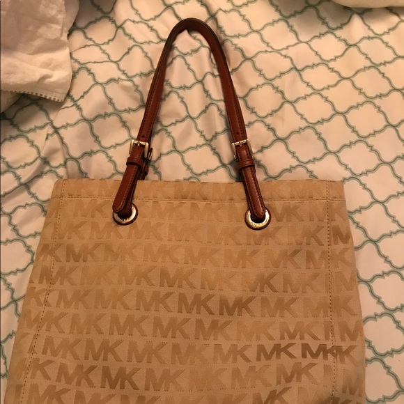 Michael Kors Handbags - MK brown canvas tote signature jacquard