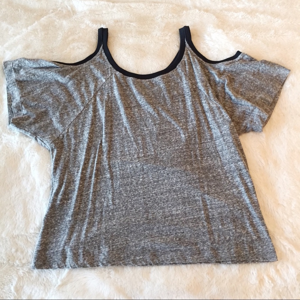 soft grey cold shoulder tee