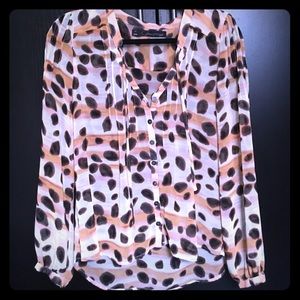 Leopard print sheer blouse