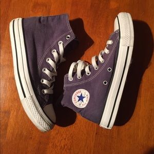 Navy blue high top converse
