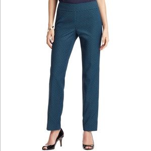 {LOFT} Black and Teal Geometric Cropped Pants