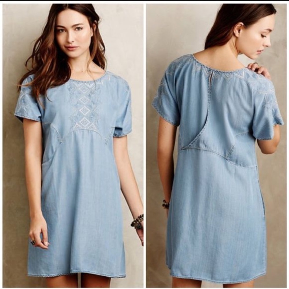 Anthropologie embroidered chambray dress!