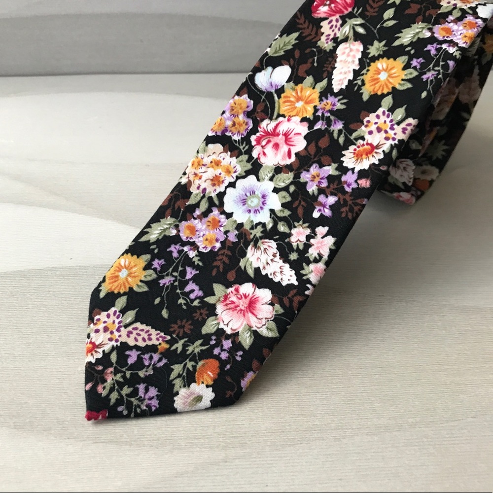 Men's Floral Skinny Tie