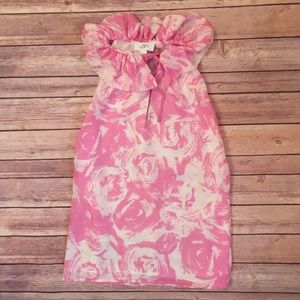 {LOFT} Purple Brushstroke Ruffle Tank Top