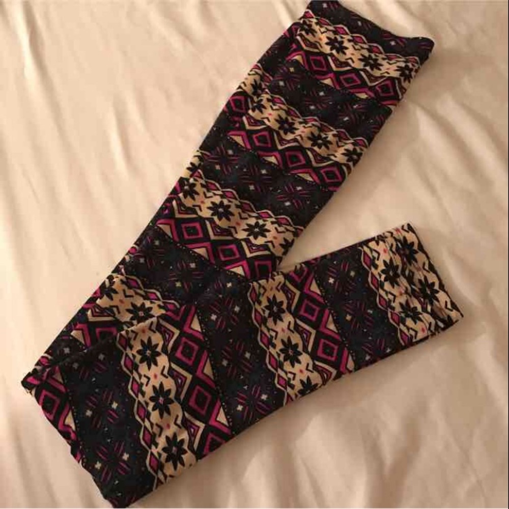 Purple and Tan pattern leggings