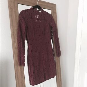 Maroon floral lace dress