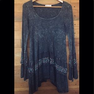 T-Party Embellished Ruffle Long Sleeve Top
