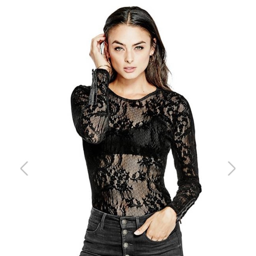 Black GUESS lace top
