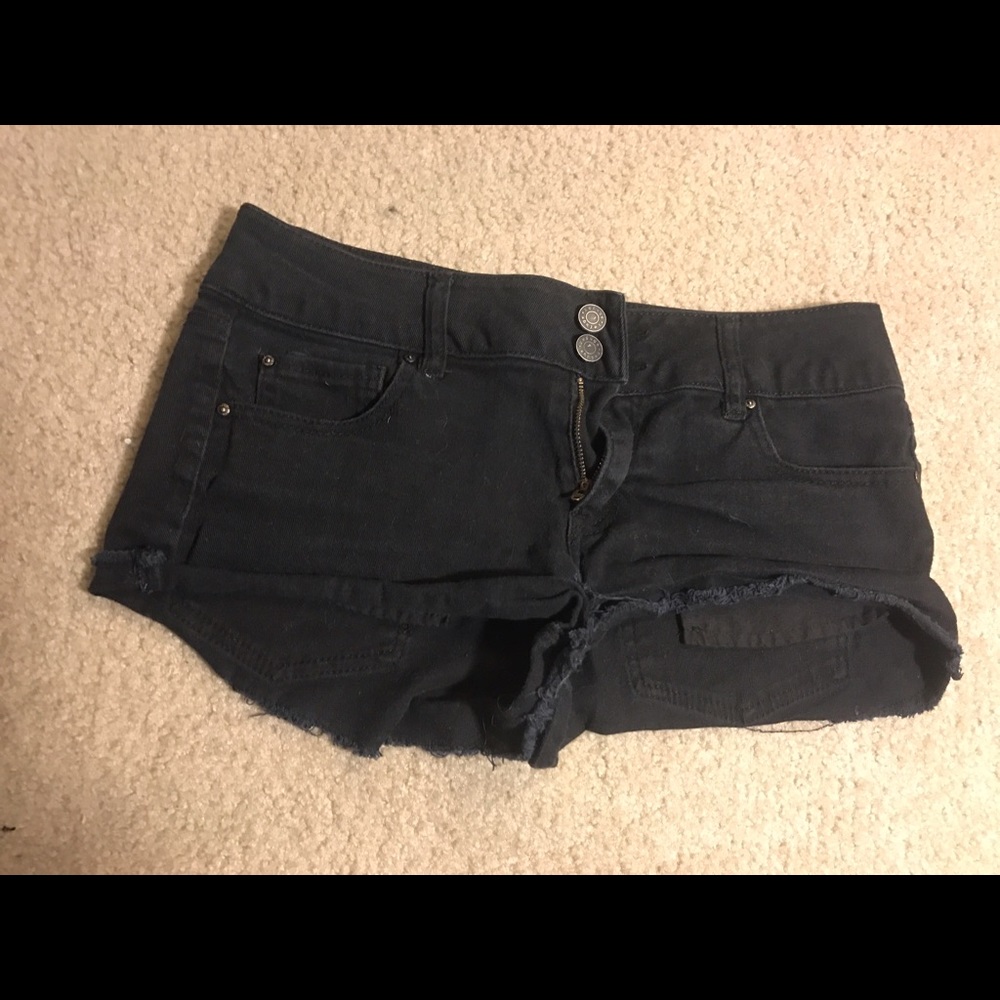 black jean shorts