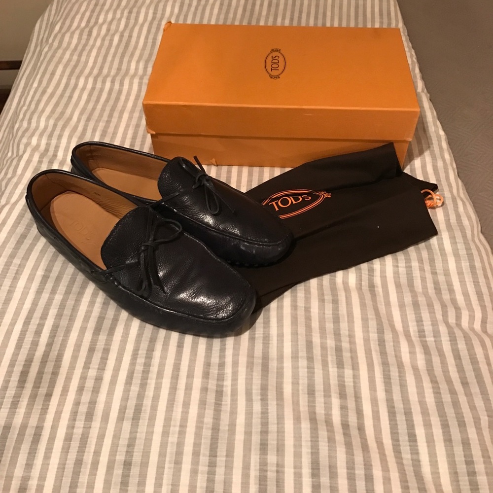 Men Tods Navy Blue Gommini driving loafer moc 9.5