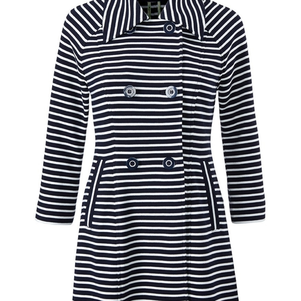CAbi 2017 lightweight navy striped trench coat