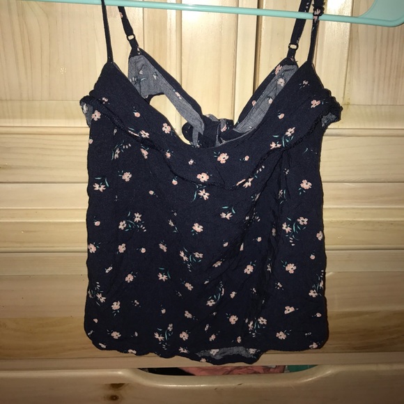 Navy blue open back tank top - Picture 1 of 2