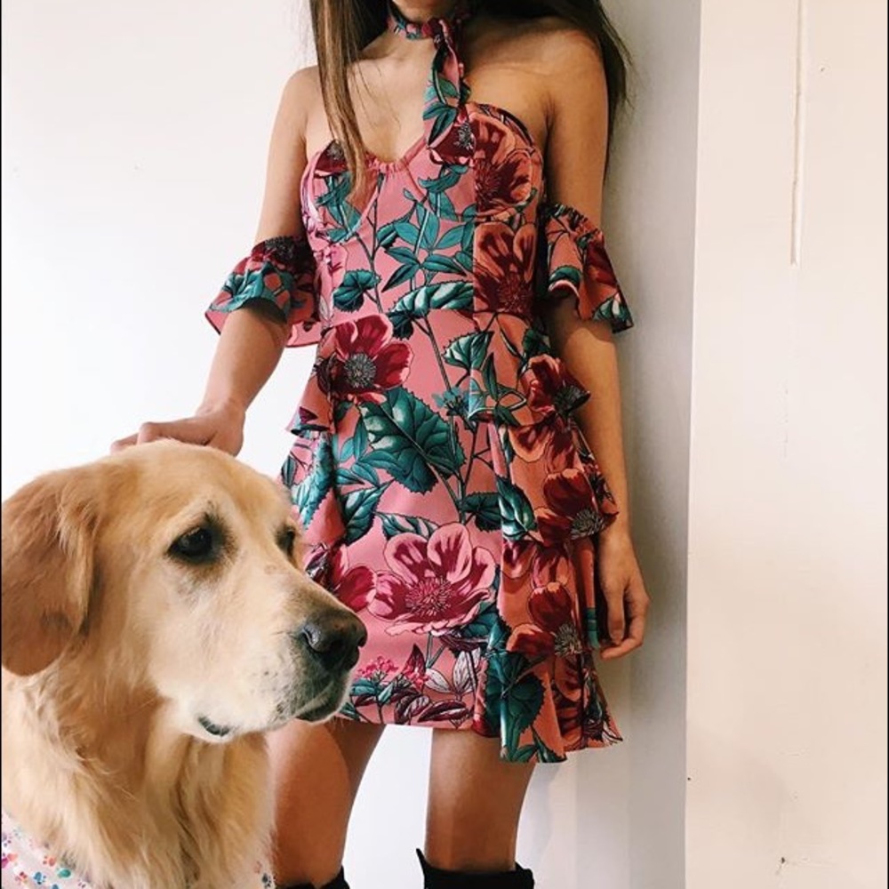 For Love and Lemons Flamenco Strapless Silk Dress
