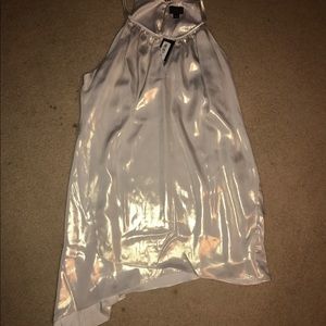 Gold Foil 2X Worthington Halter Asymmetrical Top