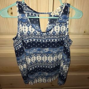 Navy blue and white tank top