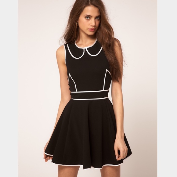 ASOS Dresses & Skirts - ASOS Black Skater Dress With Contrast Piping