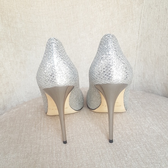 NIB Jimmy Choo Silver Leather Esme 100 Pumps - Picture 5 of 8