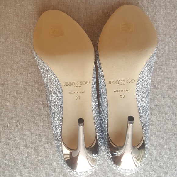 NIB Jimmy Choo Silver Leather Esme 100 Pumps - Picture 7 of 8