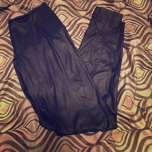 High waisted leather leggings