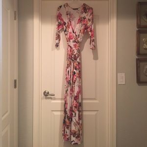 Floral Faux Wrap Maxi Dress Large