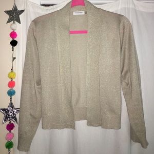 Calvin Klein cropped gold sparkle cardigan