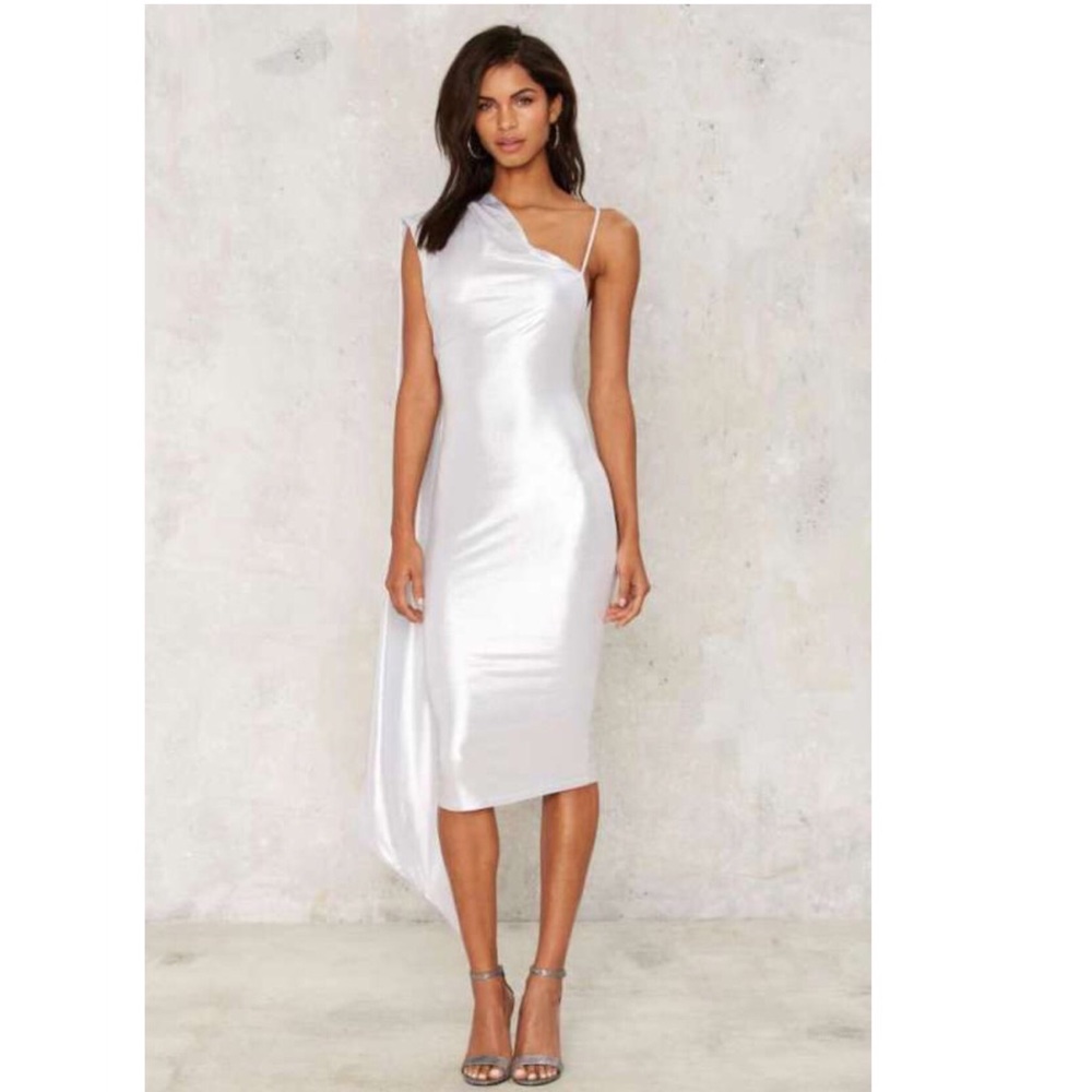 Nasty Gal Foiled Again Midi Dress - Silver Small
