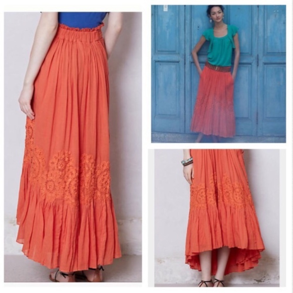 Anthropologie Floreat high low maxi skirt