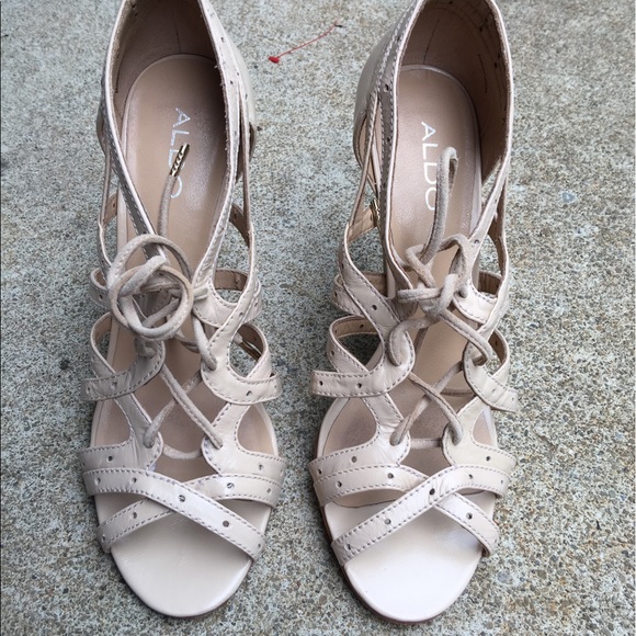 Aldo Shoes | Womens Aldo Light Pink Peek Toe Lace Up Heels M | Poshmark