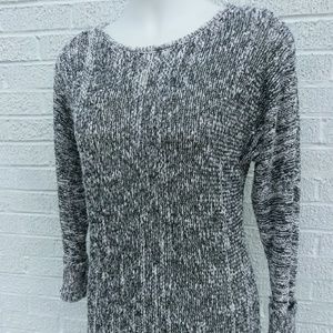 Cato L black white LS sequins stretch high low