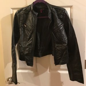 black leather jacket