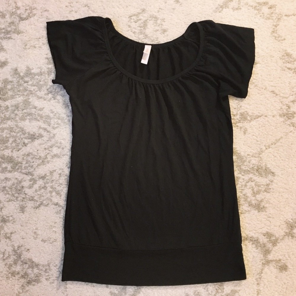 Black flowy scoop neck top