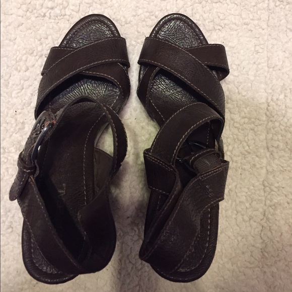 Dark brown strappy wedges - Picture 2 of 7