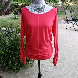 Athleta Long Sleeve Top Thumbholes Bright Pink XS