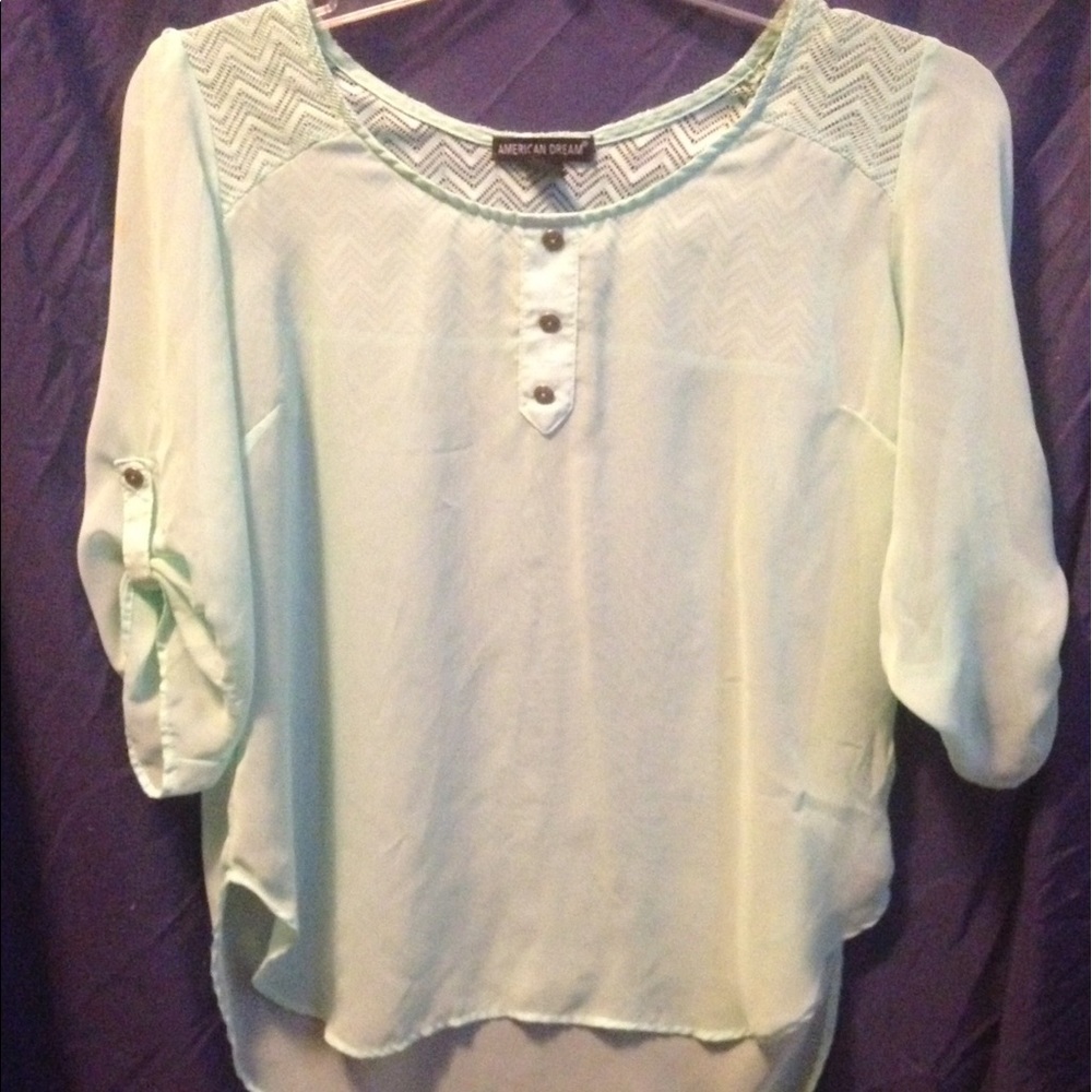 light green, see through material, blouse