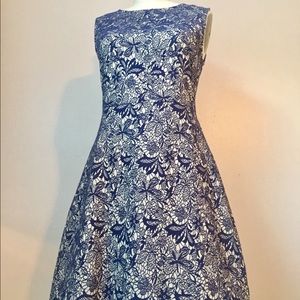Navy Floral Embroidered Dress